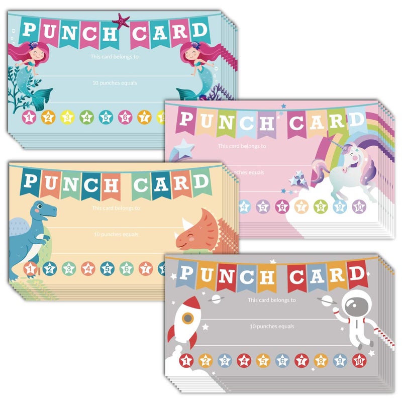 Gooji Punch Cards 100 Pack Incentive Loyalty Reward Card for Teacher, Behavior Punch Cards for Kids, Homeschool Classroom Supplies for Motivation, Business 3.5 inch x 2 inch - Image 1
